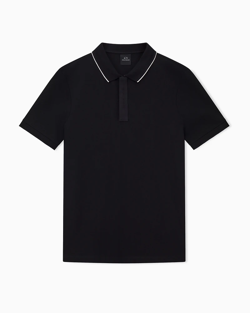 Armani Exchange - Slim fit polo with button insert, Man, Black, Size: