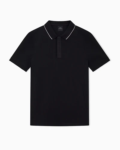Armani Exchange - Slim fit polo with button insert, Man, Black, Size: