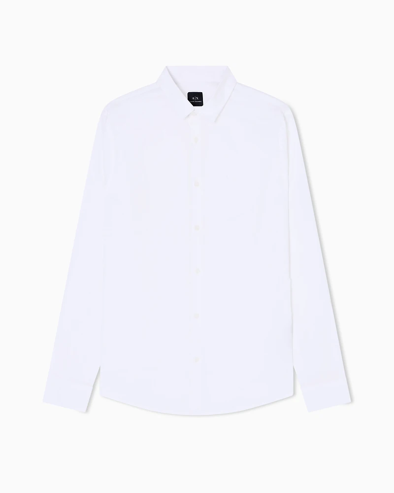 Armani Exchange - Slim fit shirt stretch cotton poplin, Man, White, Size: