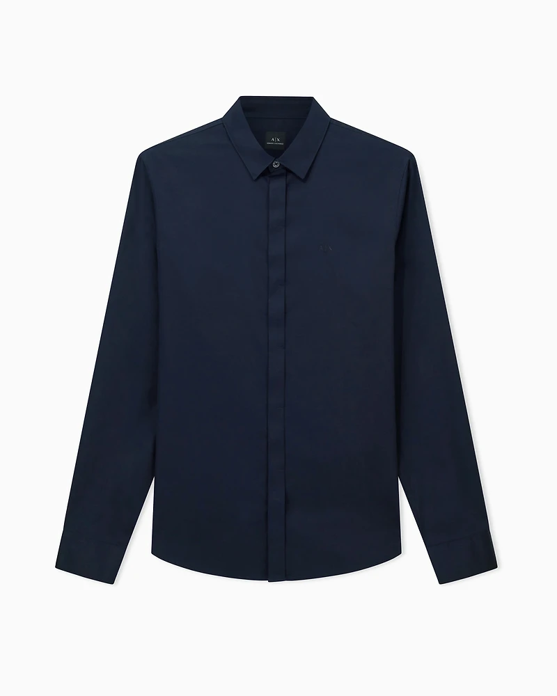 Armani Exchange - Slim fit cotton shirt, Man, Navy Blue, Size: