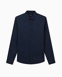 Armani Exchange - Slim fit cotton shirt, Man, Navy Blue, Size: