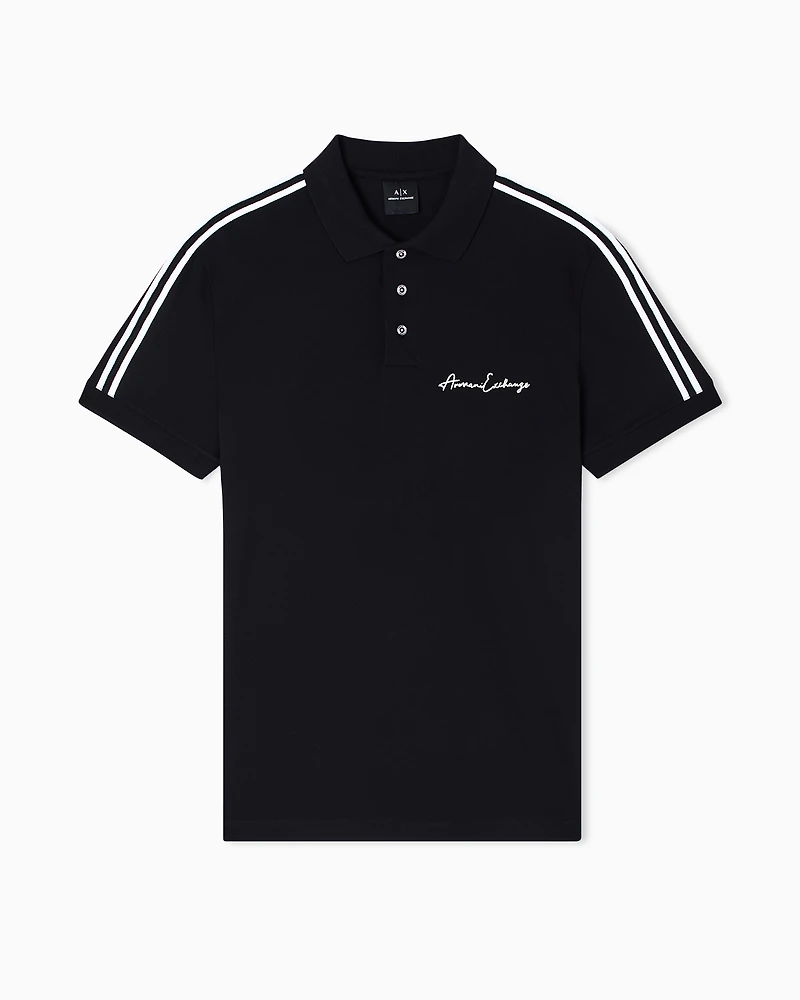Armani Exchange - Regular fit polo shirt with Signature Logo, Man, Black, Size:
