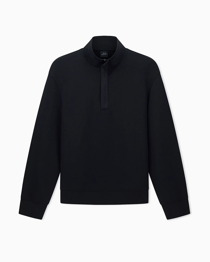 Armani Exchange - Sweatshirt with high neck and buttons, Man, Black, Size: