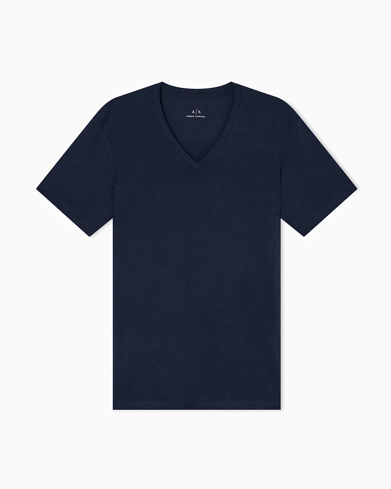 Armani Exchange - Slim fit T-shirt Pima cotton jersey, Man, Navy Blue, Size: