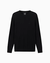 Armani Exchange -  Cotton Blend Crew Neck Sweater, Man, Black, Size: