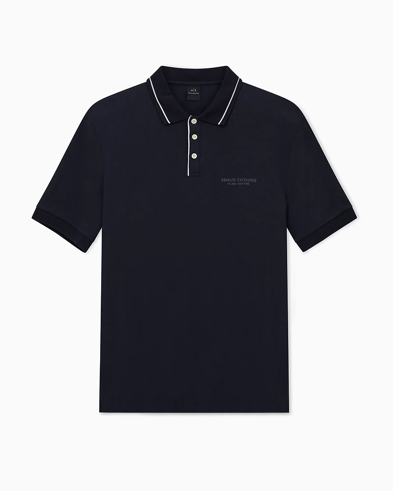 Armani Exchange - Regular fit polo shirt stretch jersey, Man, Navy Blue, Size: