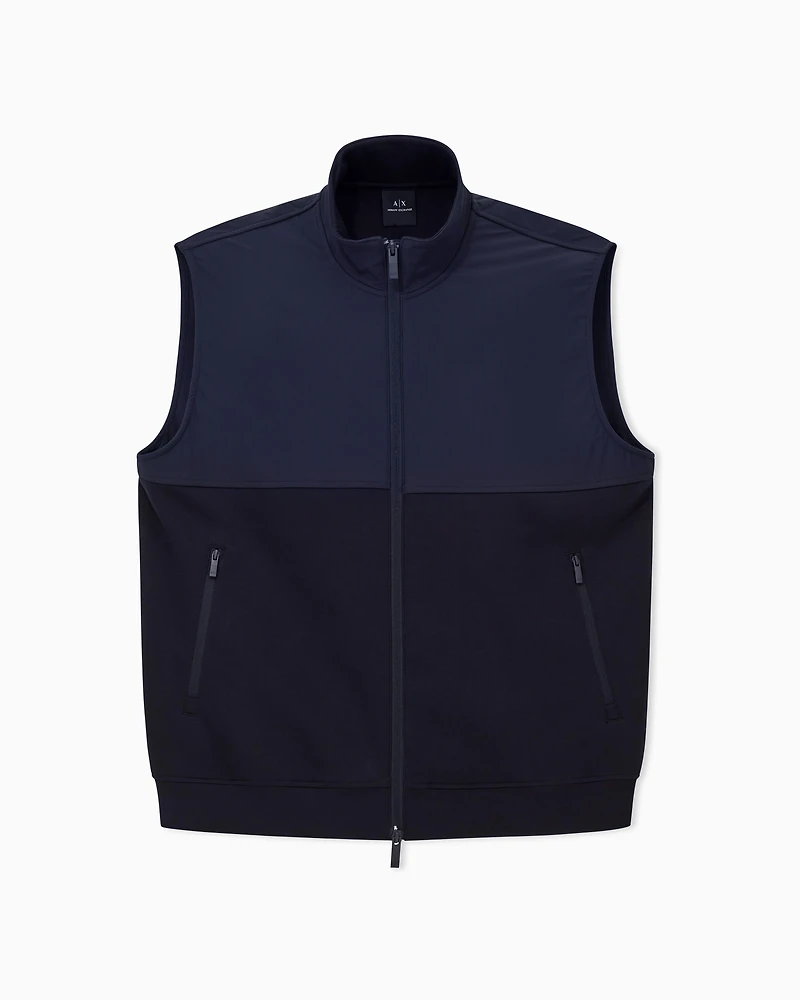 Armani Exchange - Navy FULL ZIP TWO TONE VEST, Man, Blue, Size: