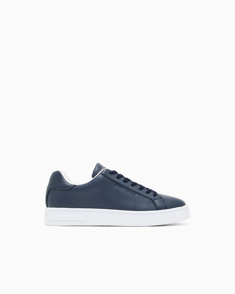 Armani Exchange - Leather sneakers with logo on the sole, Man, Blue, Size: