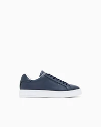 Armani Exchange - Leather sneakers with logo on the sole, Man, Blue, Size: