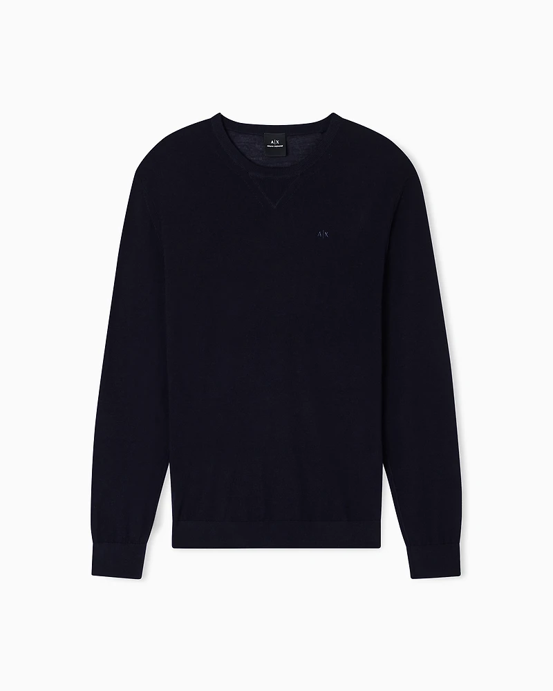 Armani Exchange - Crewneck sweater virgin wool, Man, Navy Blue, Size: