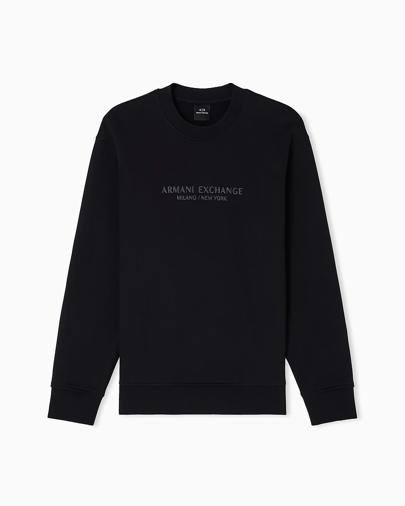 Armani Exchange - Crewneck sweatshirt with tone logo, Man, Black, Size: