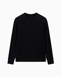 Armani Exchange - Wave-worked crew neck sweater, Man, Black, Size: