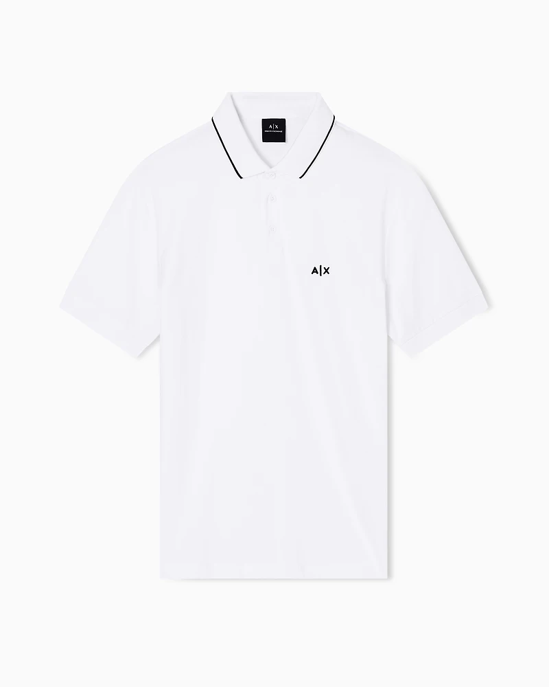 Armani Exchange - Slim fit polo shirt with logo and piping, Man, White, Size: