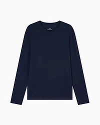 Armani Exchange - Pima Cotton Long Sleeve T-Shirt, Man, Navy Blue, Size: