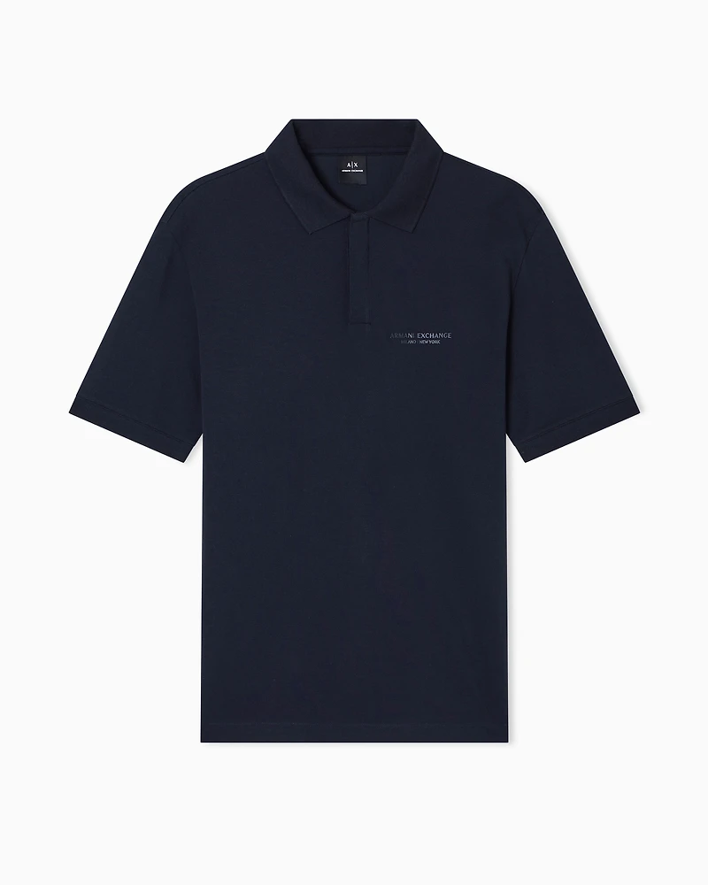 Armani Exchange - Regular fit polo shirt with tone-on-tone logo, Man, Navy_blue, Size: