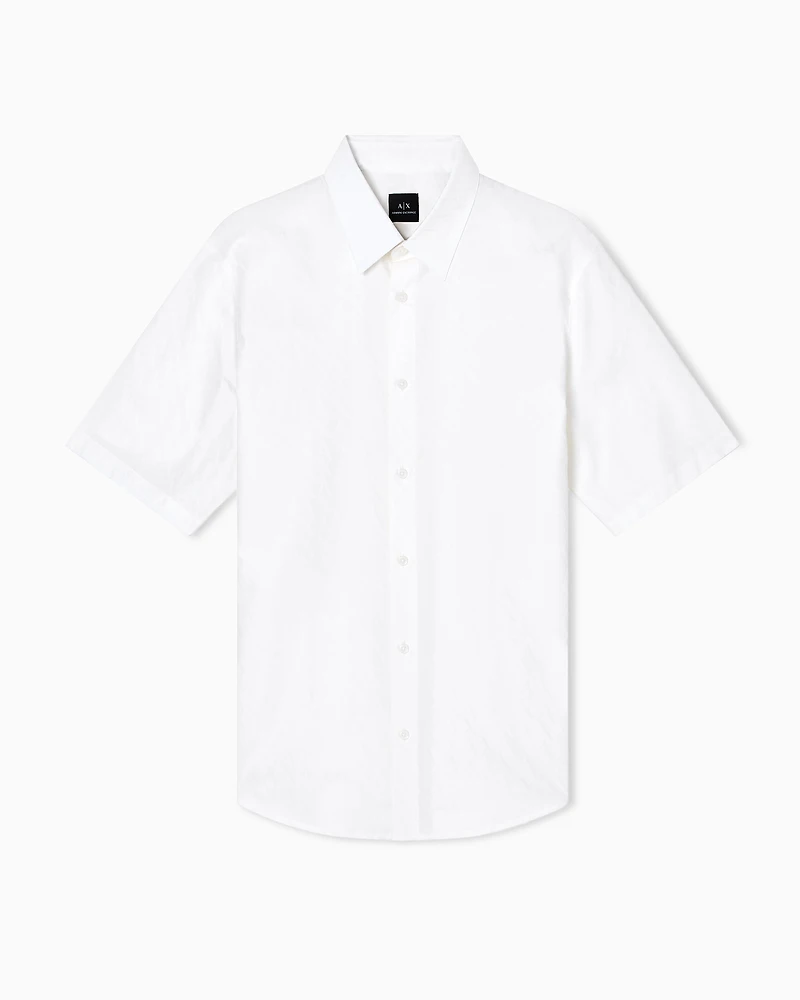 Short-sleeved cotton jacquard shirt