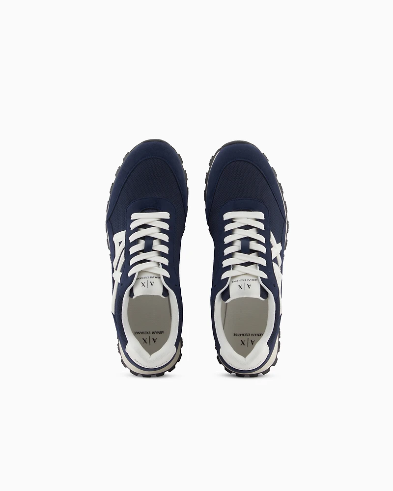 Armani Exchange - Sneakers with contrasting logo, Man, Navy Blue, Size: