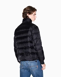 Armani Exchange - TONE ON ALLOVER LOGO PUFFER JACKET, Man, Black, Size: