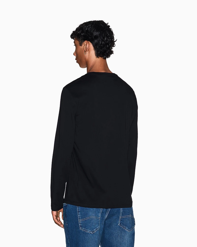 Armani Exchange - Pima Cotton Long Sleeve T-Shirt, Man, Black, Size: