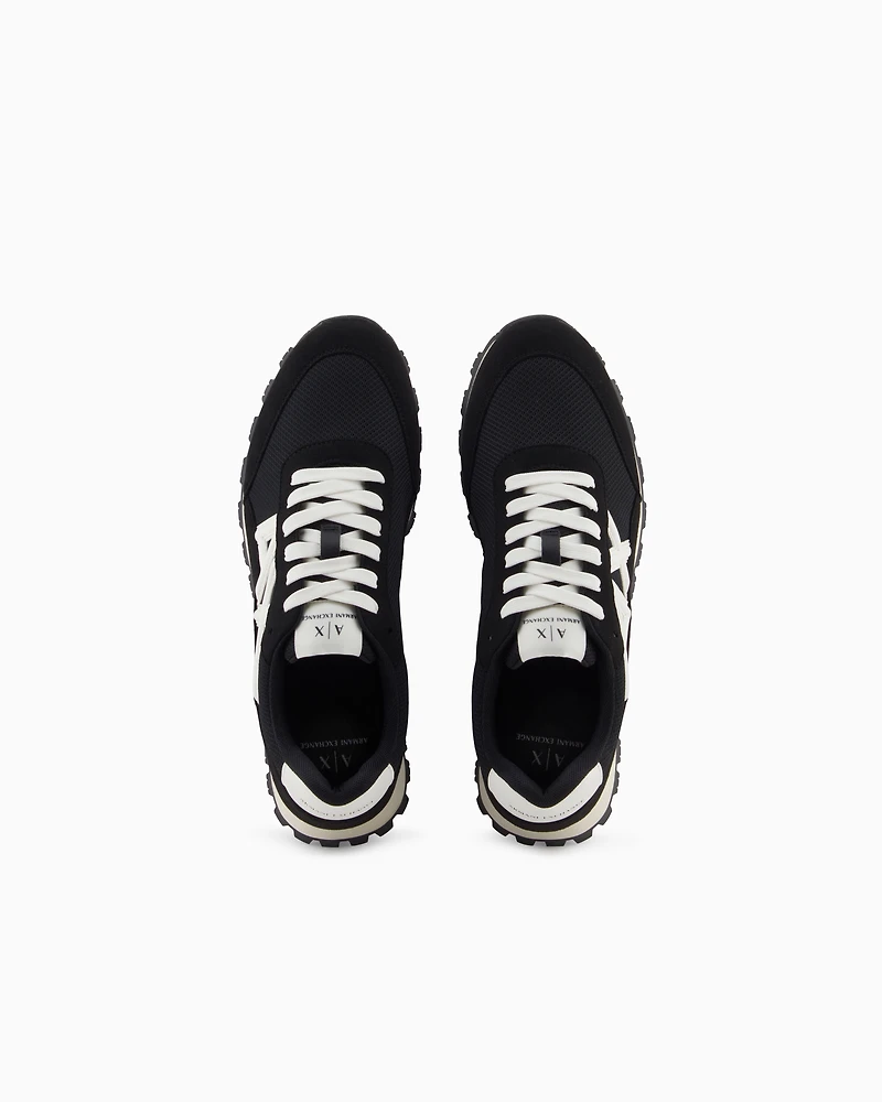 Armani Exchange - Sneakers with contrasting logo, Man, Black, Size: