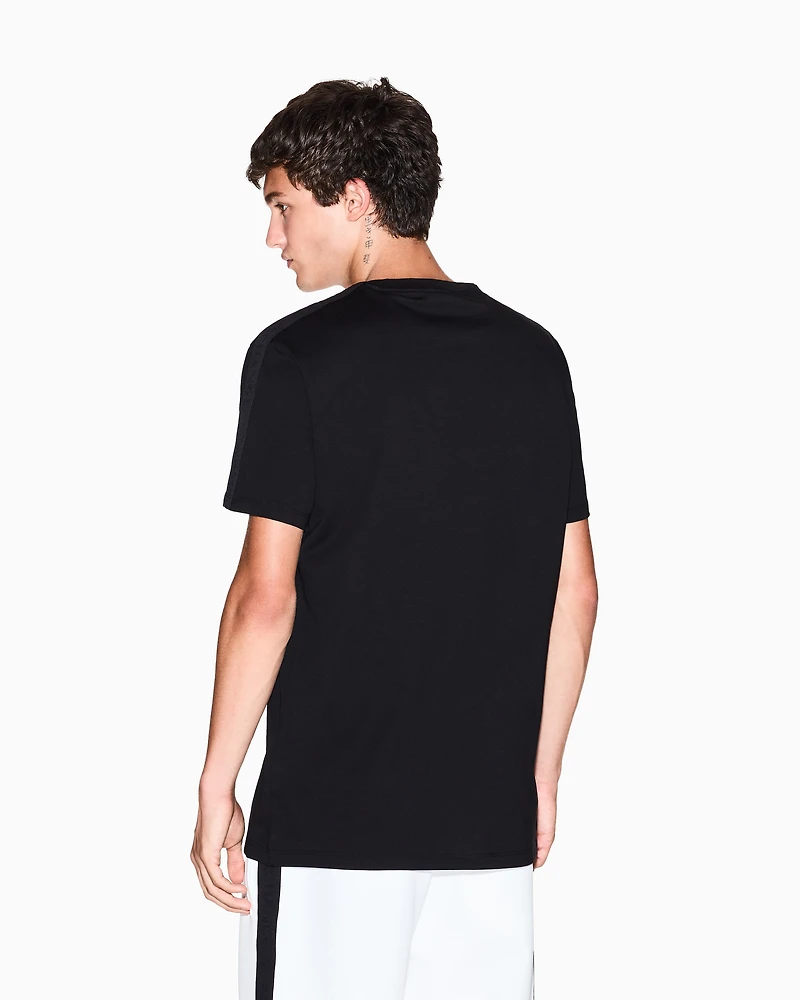 Armani Exchange - Contrasting regular fit tape t-shirt, Man, Black, Size: