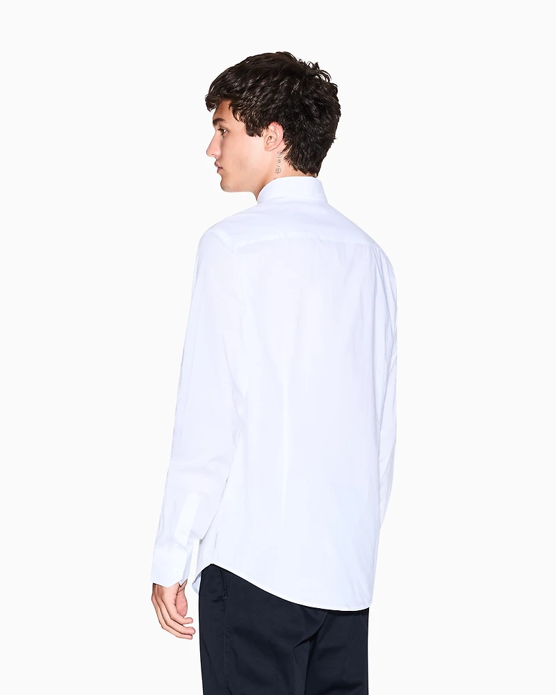 Armani Exchange - Slim fit shirt stretch cotton poplin, Man, White, Size: