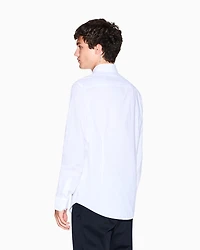 Armani Exchange - Slim fit shirt stretch cotton poplin, Man, White, Size: