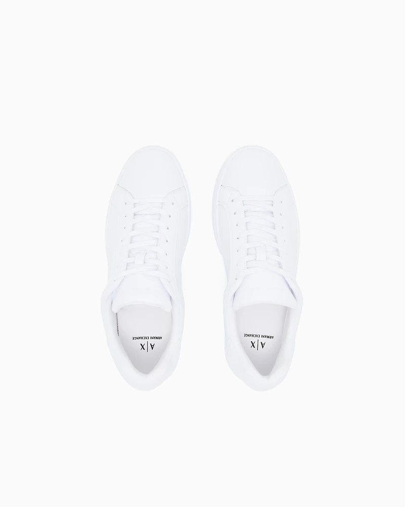 Armani Exchange - Leather sneakers with logo on the sole, Man, White, Size: