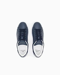Armani Exchange - Leather sneakers with logo on the sole, Man, Blue, Size: