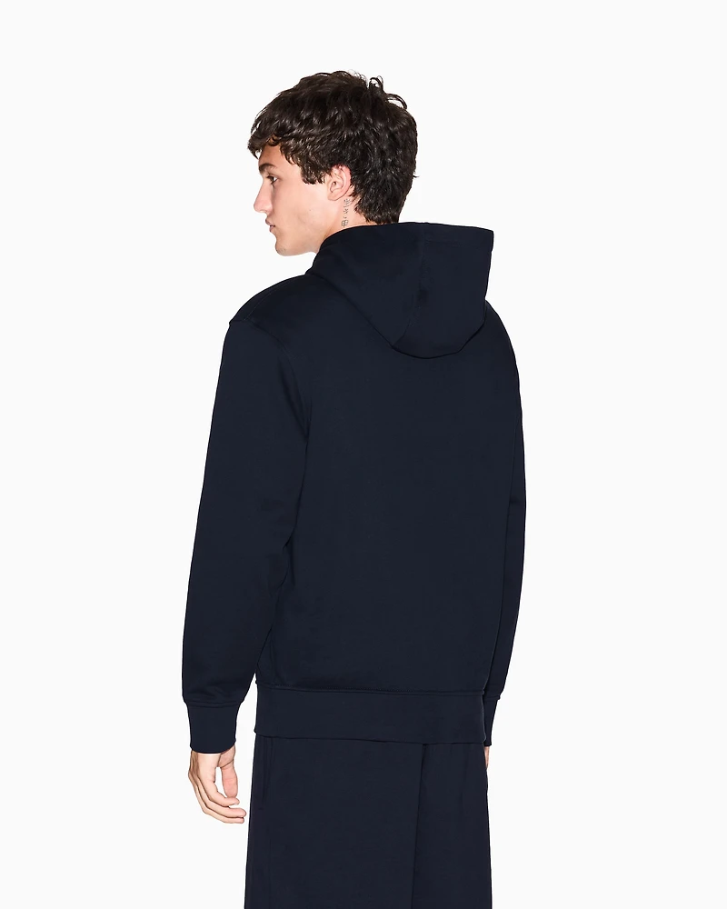 Armani Exchange - HOODED COTTON LOGO SWEATSHIRT, Man, Navy Blue, Size: