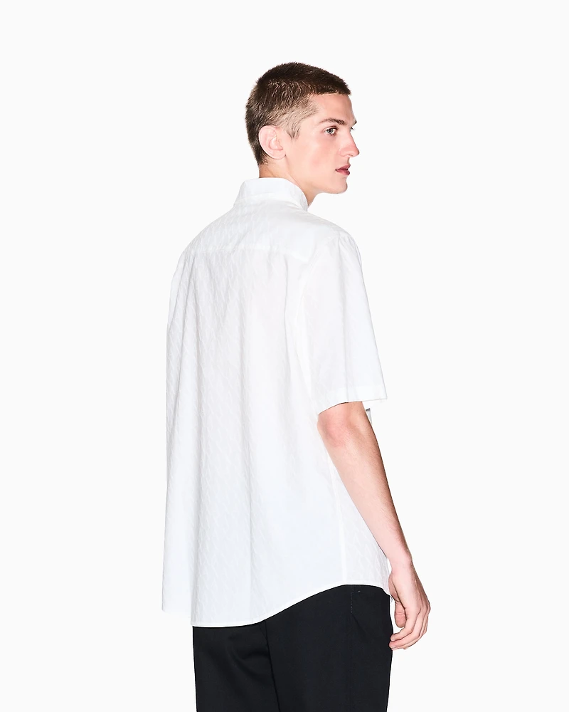 Short-sleeved cotton jacquard shirt