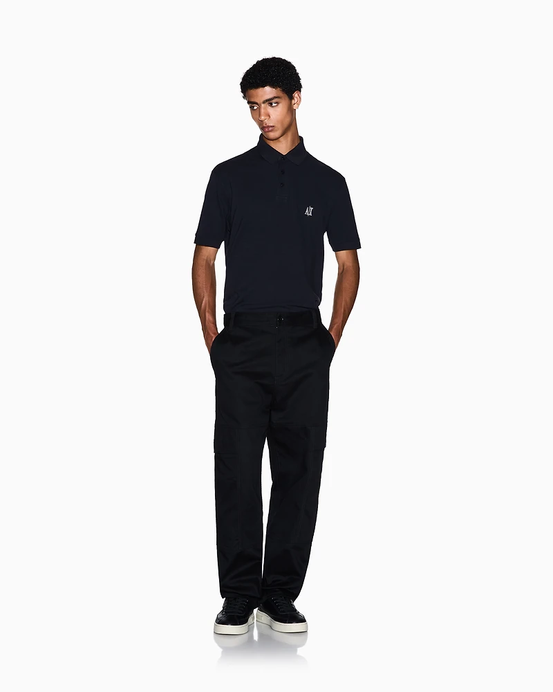 Armani Exchange - Regular fit cotton polo shirt, Man, Navy_blue, Size: