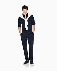 Armani Exchange - Slim fit shirt stretch cotton poplin, Man, Navy_blue, Size: