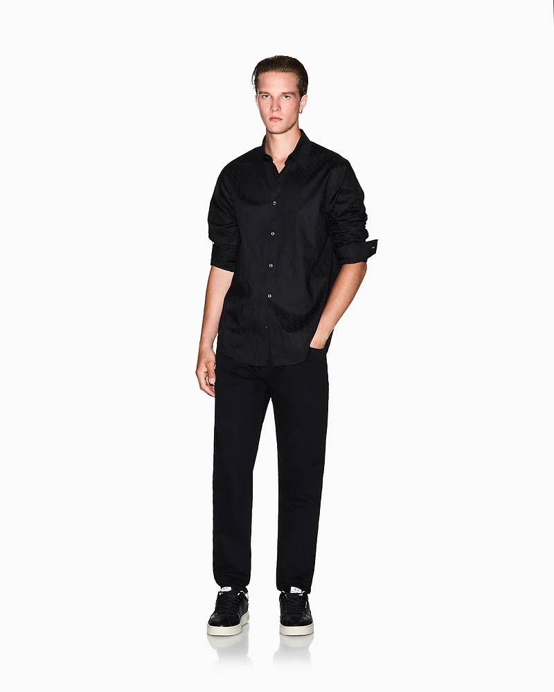 Regular fit cotton jacquard shirt