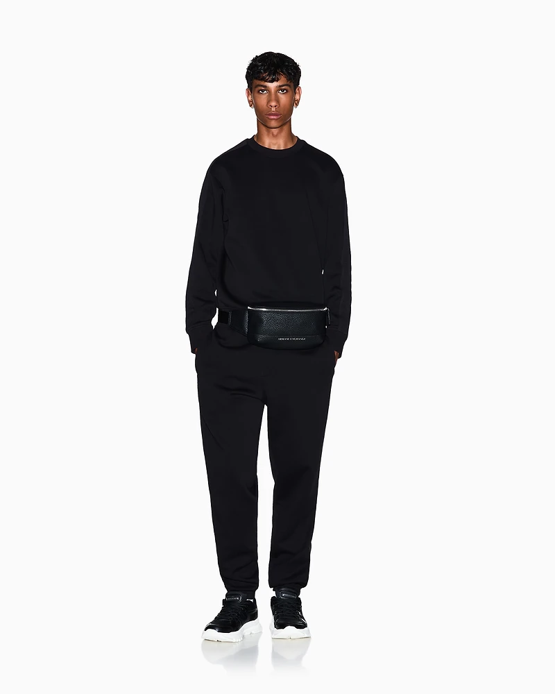 Armani Exchange - Crewneck Sweatshirt with Logo Bands, Man, Black, Size: