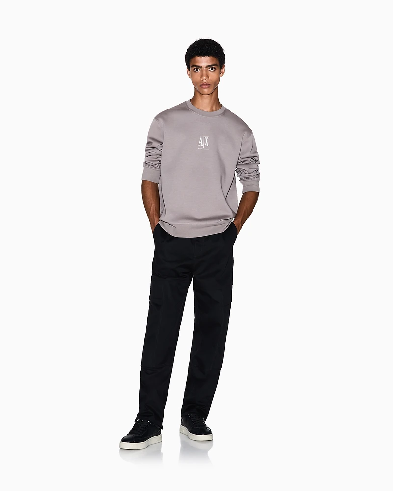Armani Exchange - Crewneck cotton sweatshirt, Man, Beige, Size: