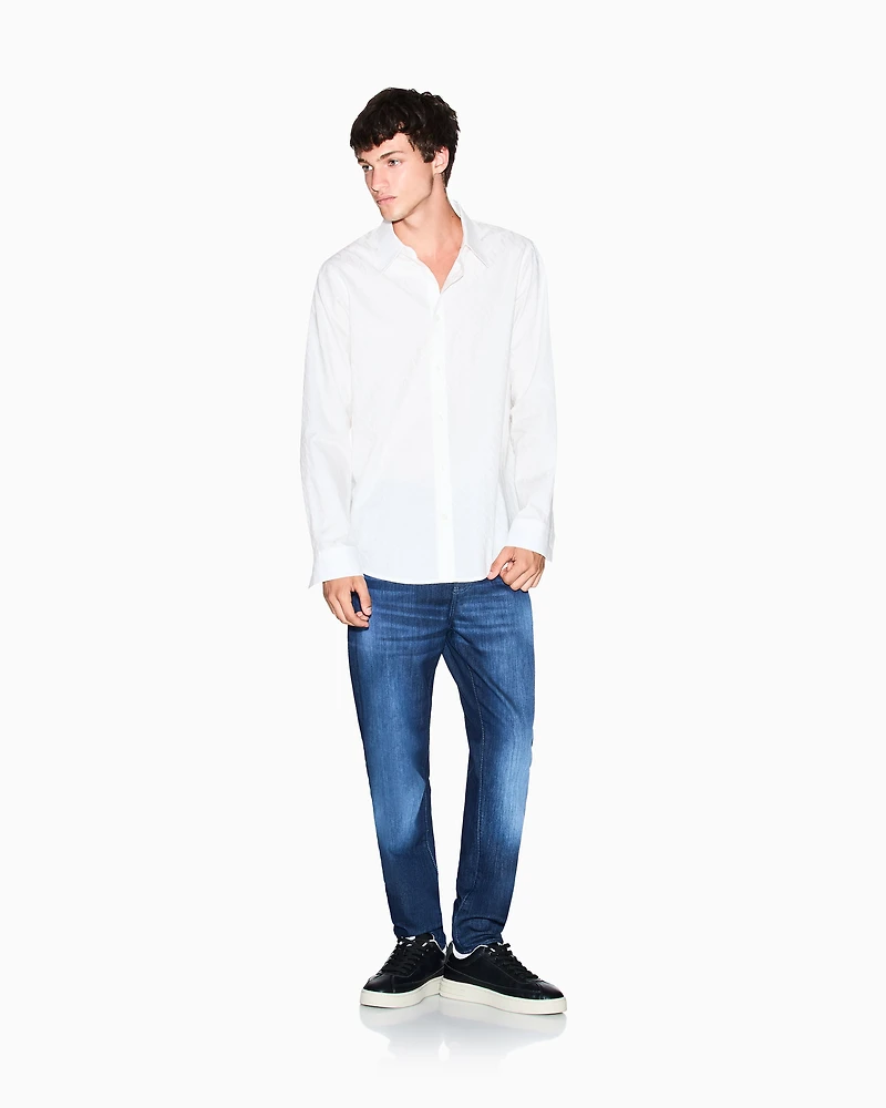 Regular fit cotton jacquard shirt