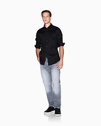 Armani Exchange - Slim fit shirt stretch cotton poplin, Man, Black, Size:
