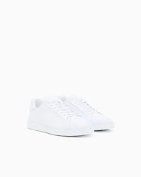 Armani Exchange - Leather sneakers with logo on the sole, Man, White, Size: