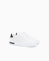 Armani Exchange - Lace-up sneakers with allover embossed logo, Man, White, Size: