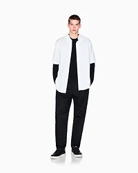 Short-sleeved cotton jacquard shirt