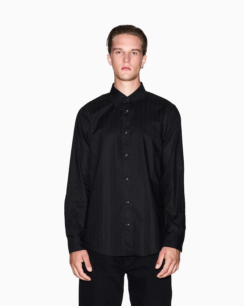 Regular fit cotton jacquard shirt