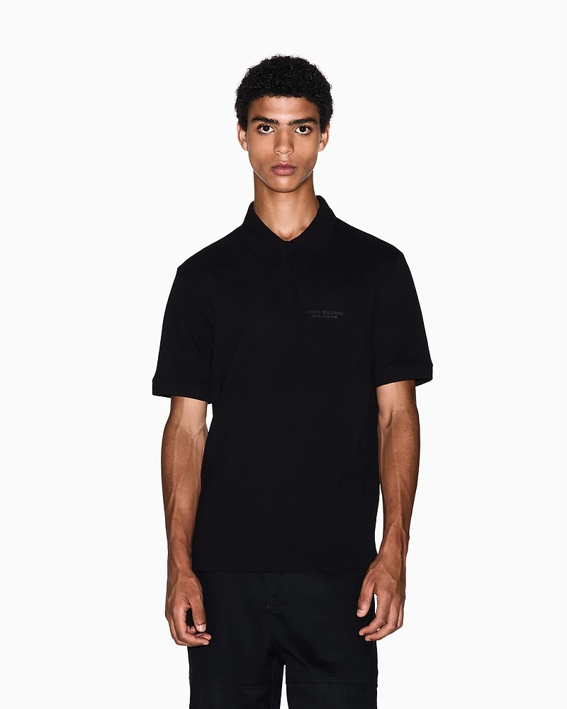 Armani Exchange - Regular fit polo shirt with tone-on-tone logo, Man, Black, Size: