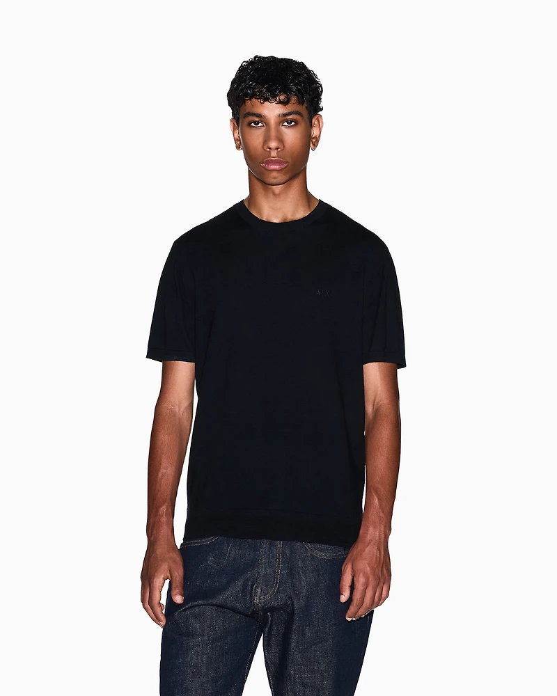 Armani Exchange -  Organic Cotton Knit T-Shirt, Man, Black, Size: