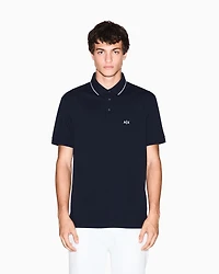 Armani Exchange - Slim fit polo shirt with logo and piping, Man, Navy Blue, Size: