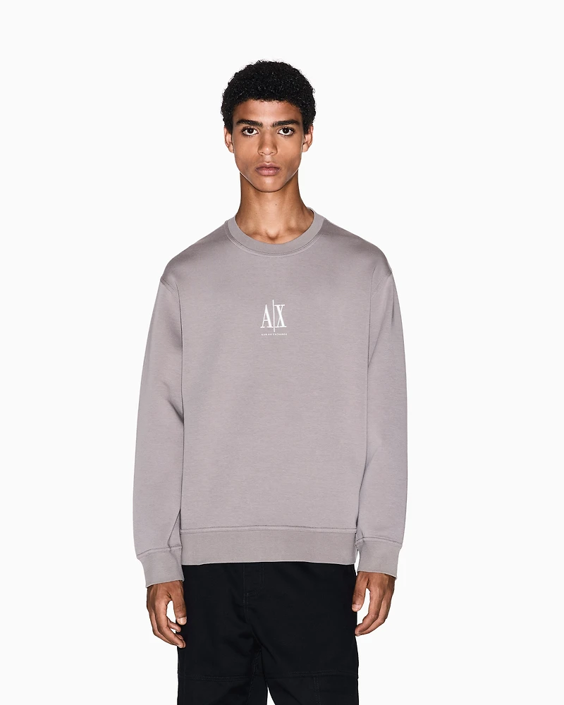 Armani Exchange - Crewneck cotton sweatshirt, Man, Beige, Size: