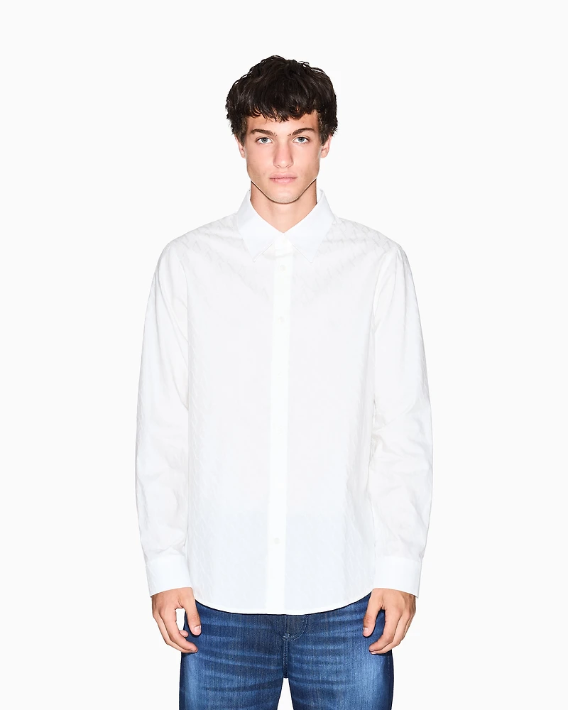 Regular fit cotton jacquard shirt