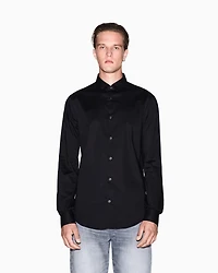 Armani Exchange - Slim fit shirt stretch cotton poplin, Man, Black, Size: