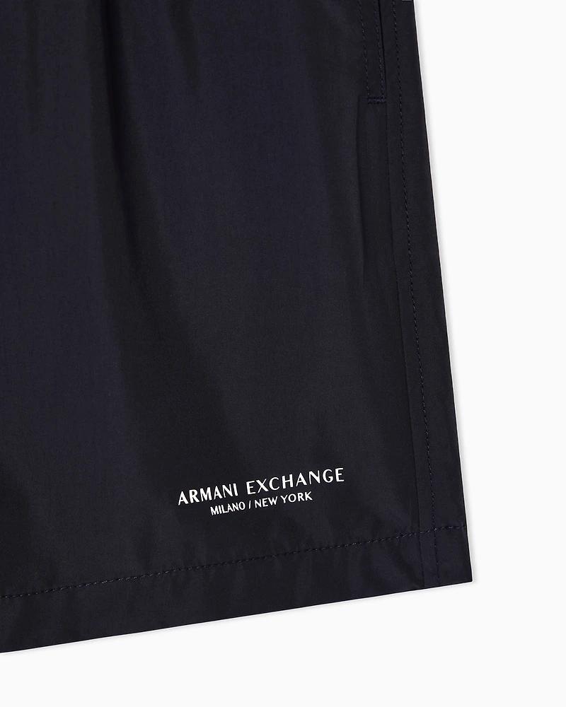 LOGO PRINT BOXER SWIM TRUNKS