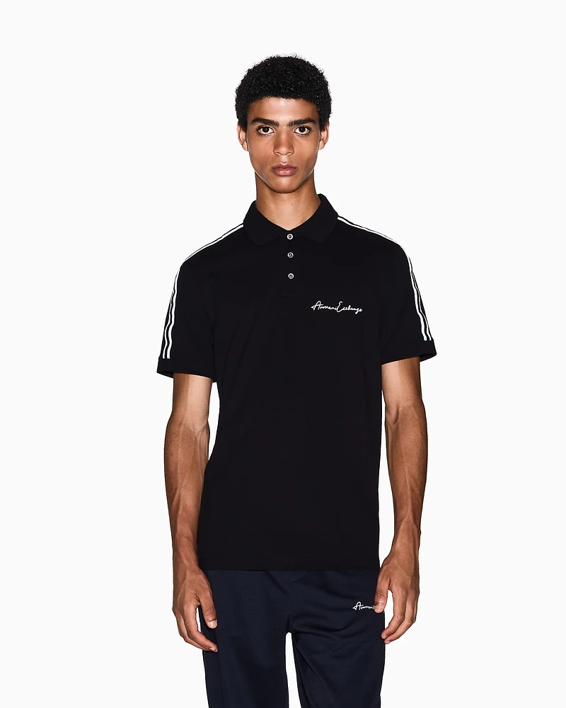 Armani Exchange - Regular fit polo shirt with Signature Logo, Man, Black, Size: